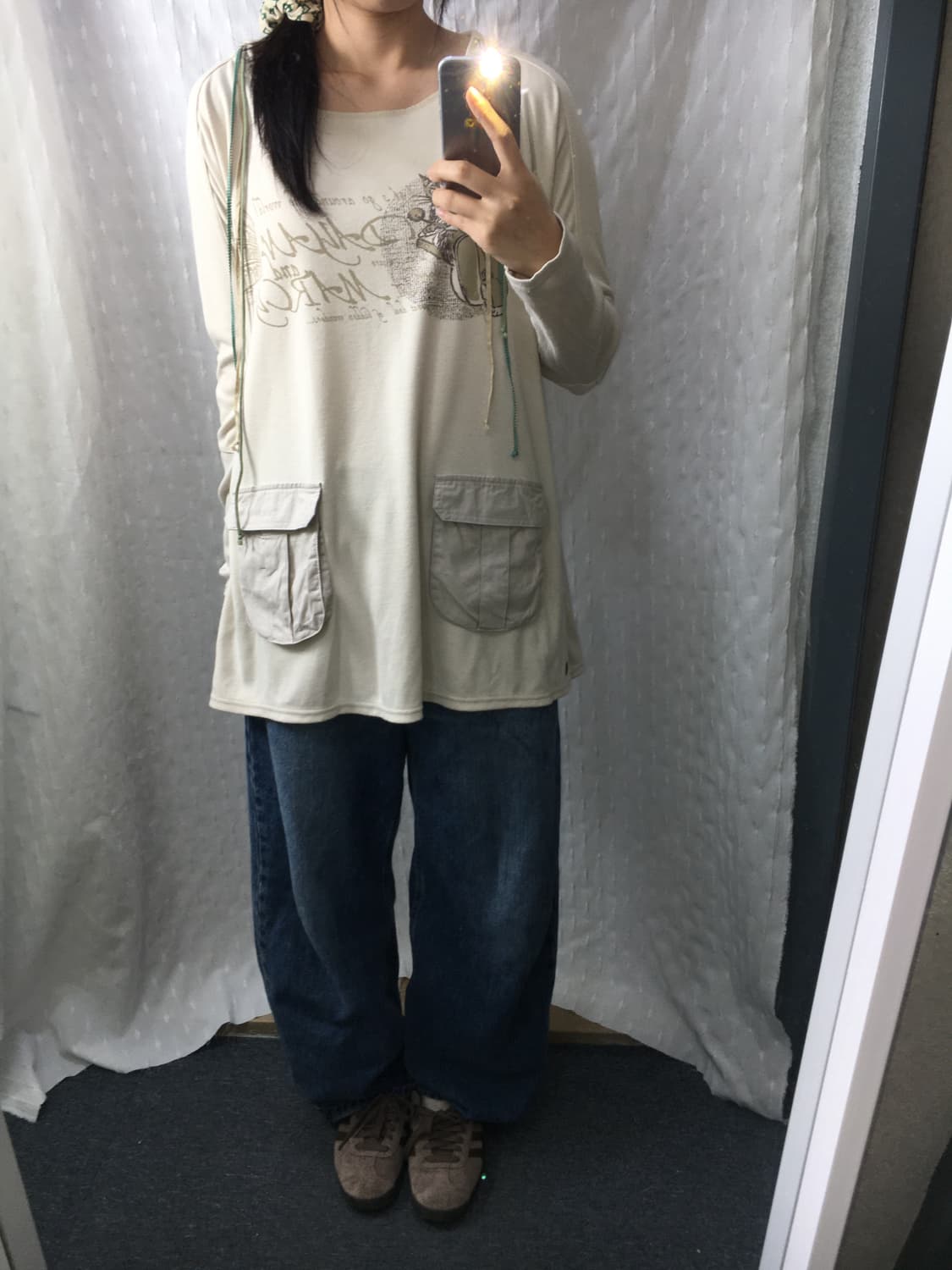 고양이 포켓 긴소매 티셔츠 상품이미지2