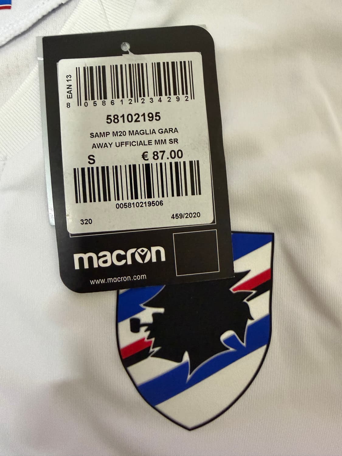 세리에A 20/21 삼프도리아 어웨이 유니폼 팝니다 상품이미지4