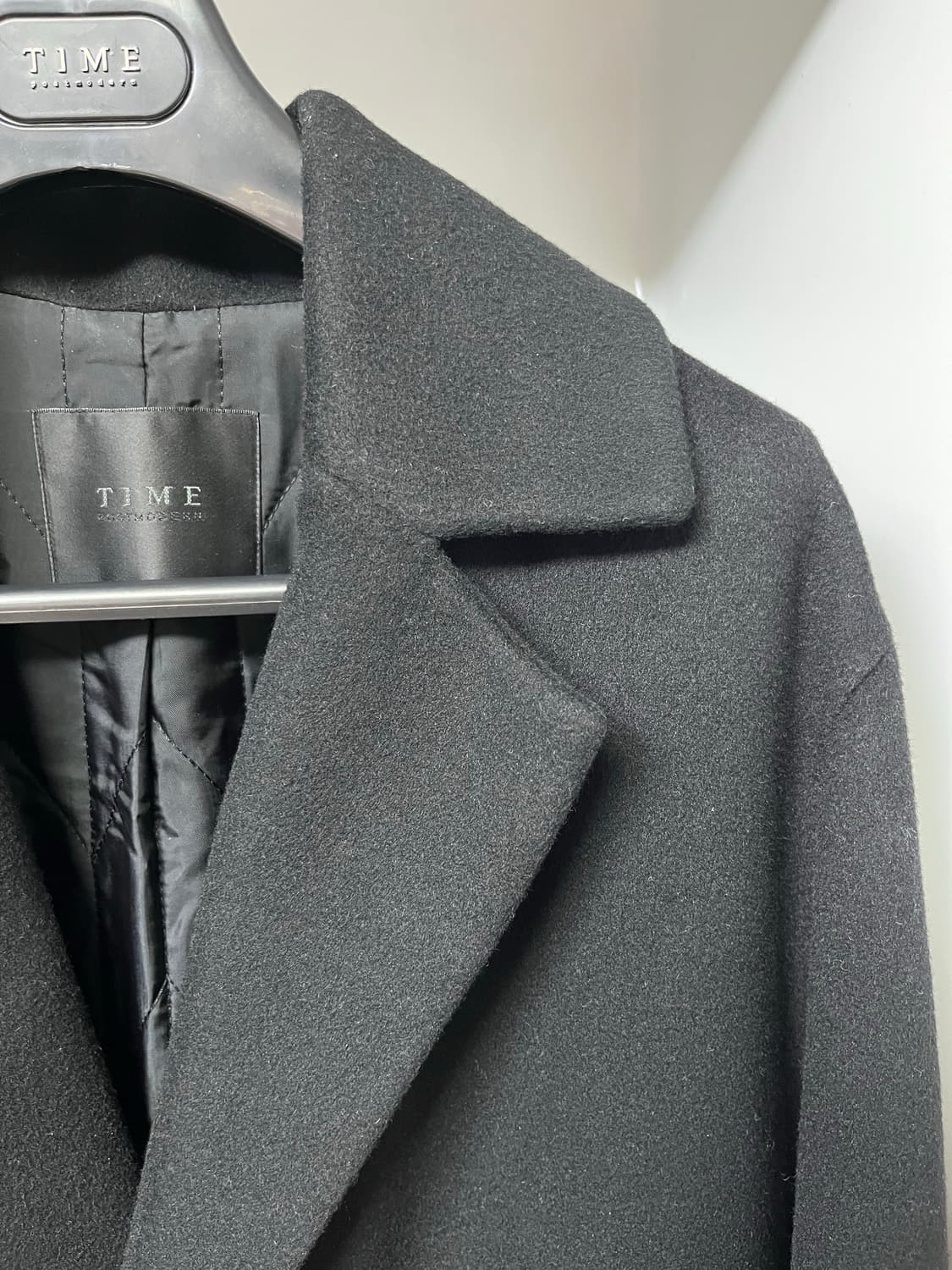 타임옴므 블랙 캐시미어 세미오버핏 핸드메이드 코트 95사이즈 상품이미지3