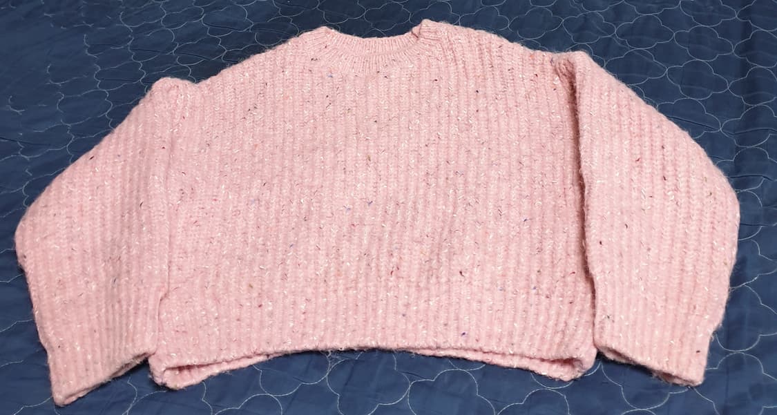 크롭 긴팔 니트 핑크 (S) 상품이미지1