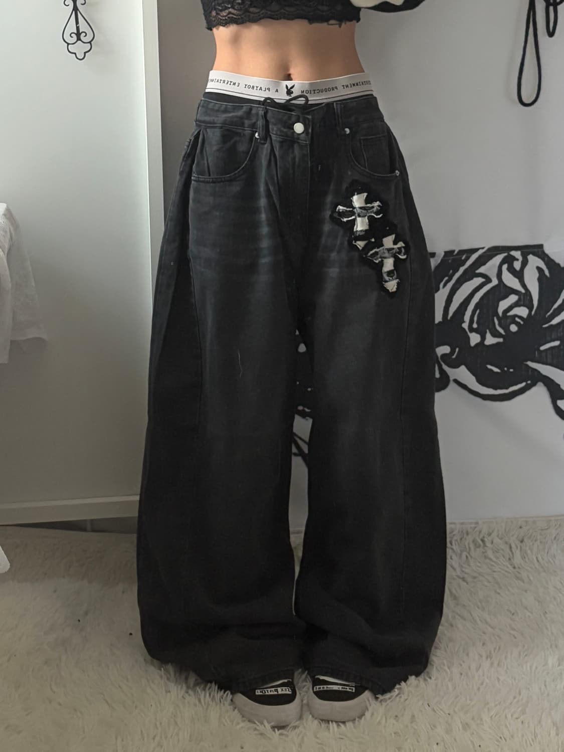 • hurtmade Dark gray denim cross patch & 상품이미지3