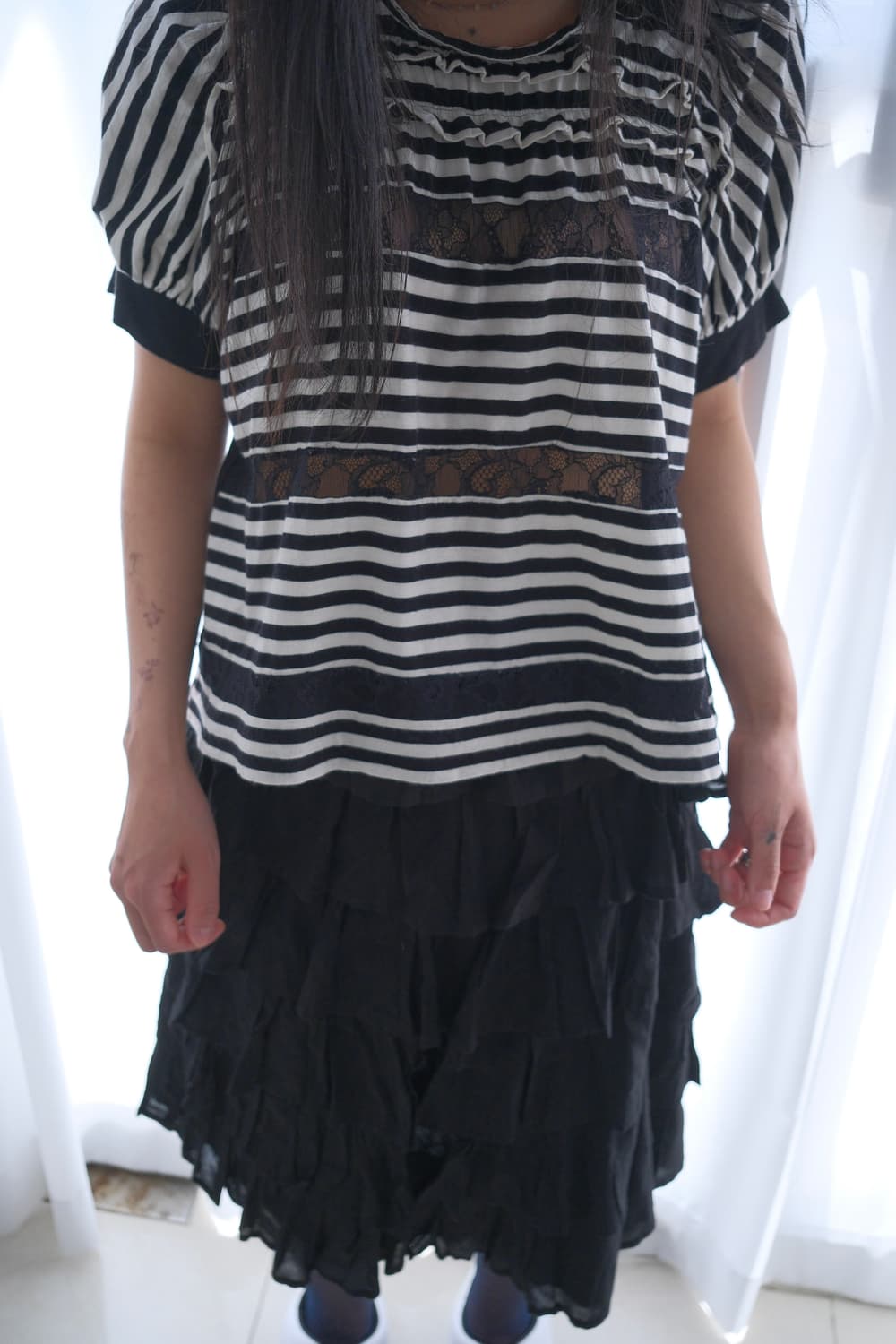Lace stripe top 상품이미지1