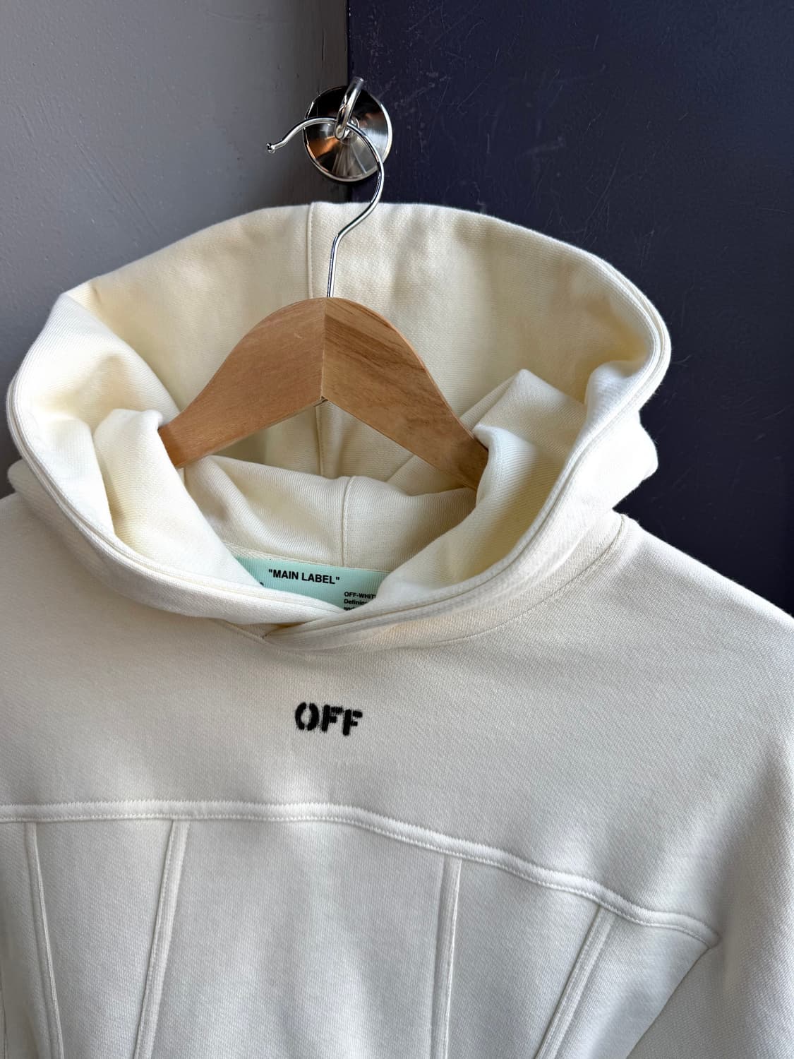 M/ 오프화이트 밑단크롭 후드티 상품이미지5