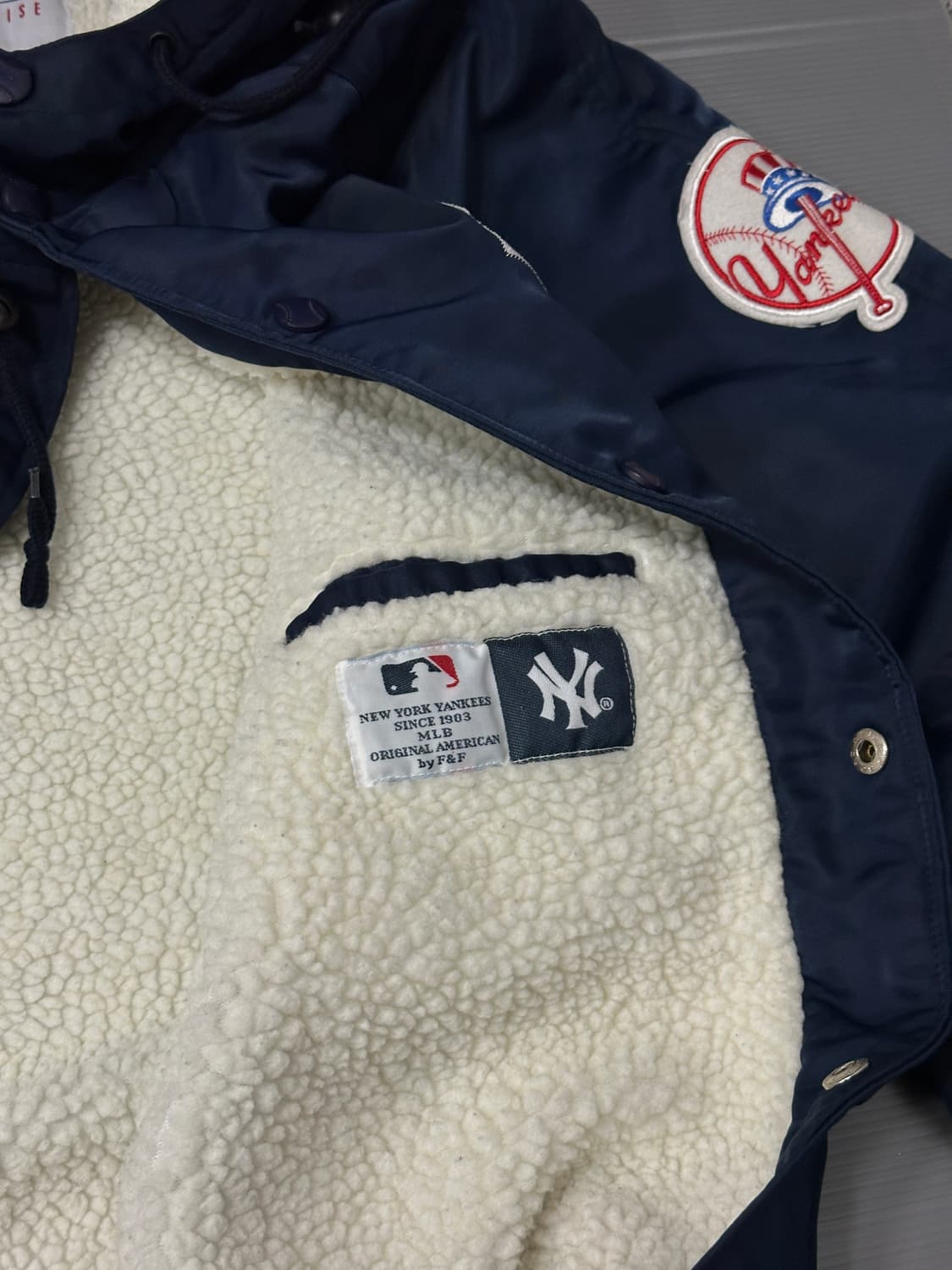 뉴욕양키스 빅로고 롱 파카 점퍼 돕바 자켓 네이비 100 상품이미지5