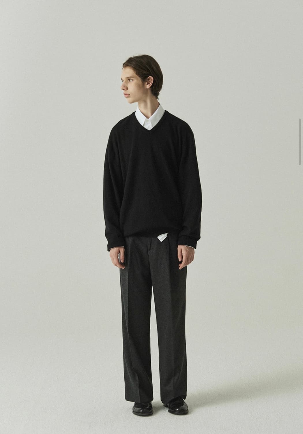 토마스모어 다크 그레이 와이드 울 슬랙스 상품이미지1