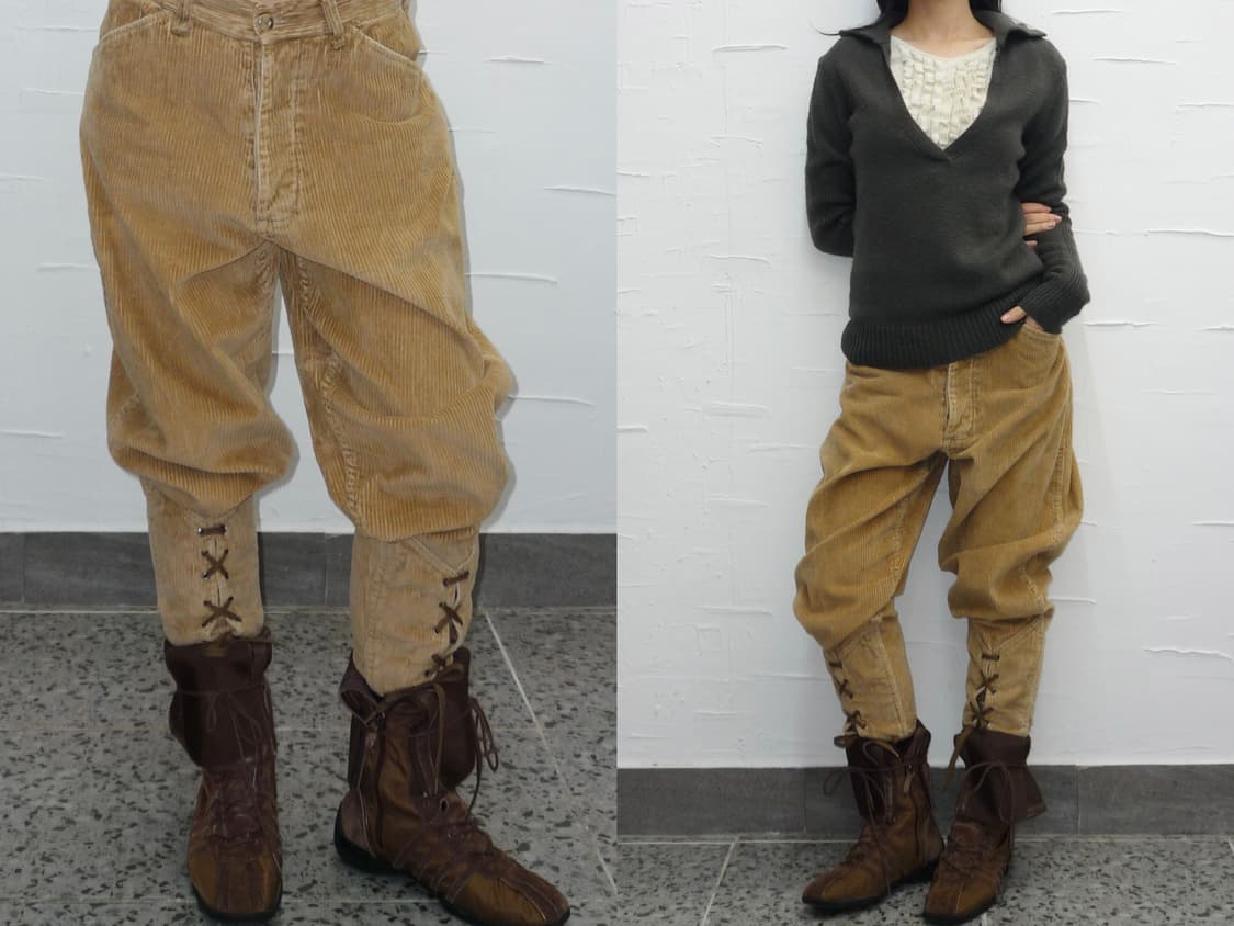 knot detail corduroy baggy pants 상품이미지1