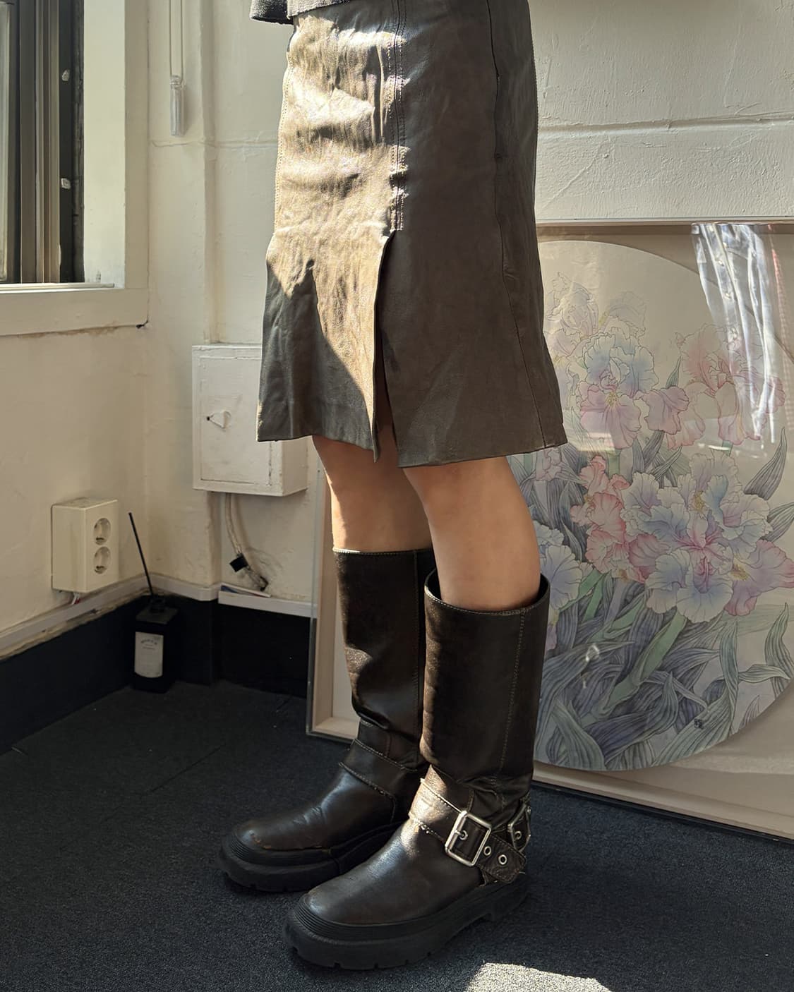 막스마라 벨트 루프 레더 미디 스커트 상품이미지2