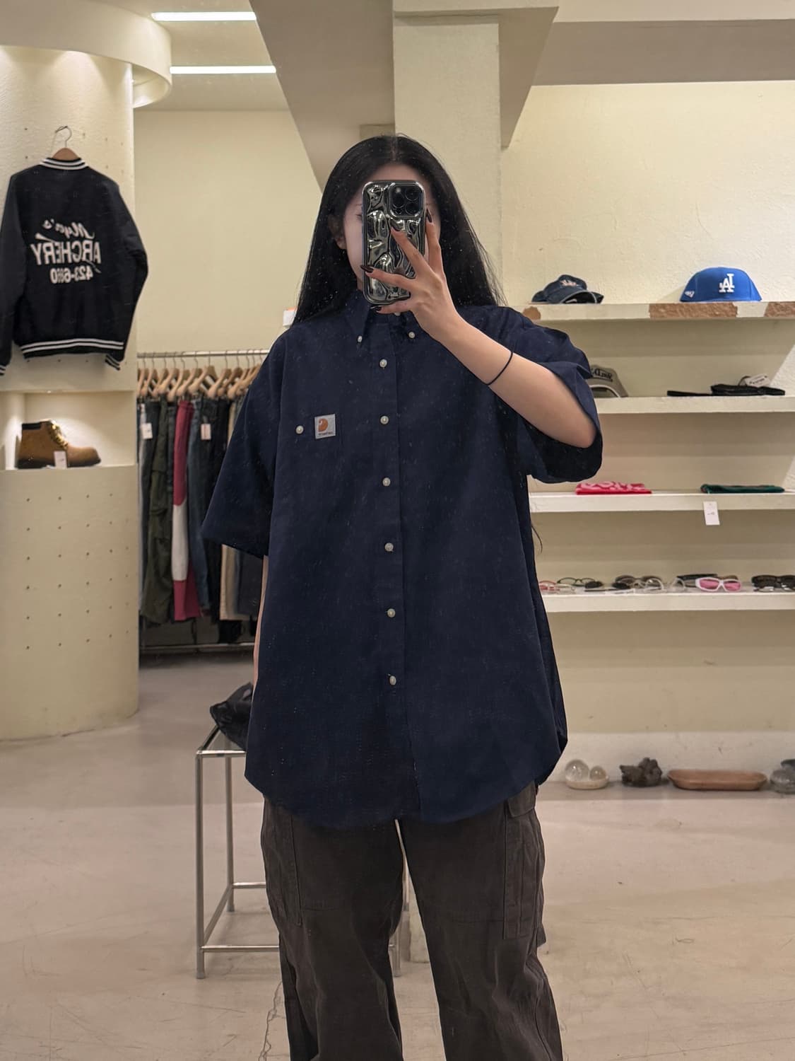 칼하트 원포켓 다크네이비 반팔 셔츠 U1300 상품이미지1