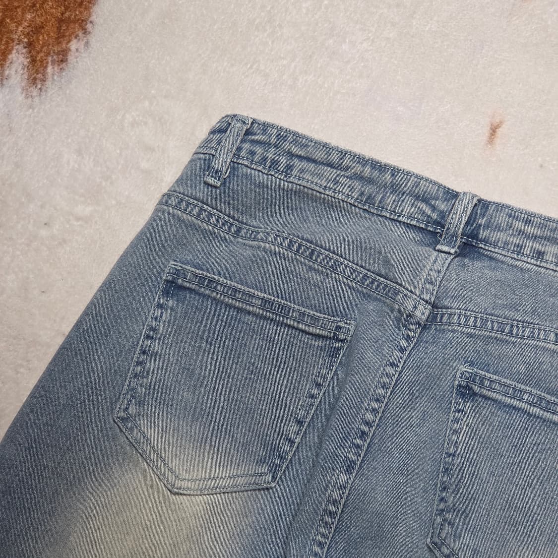 빈티지 연청 워싱 와이드 데님팬츠 상품이미지5