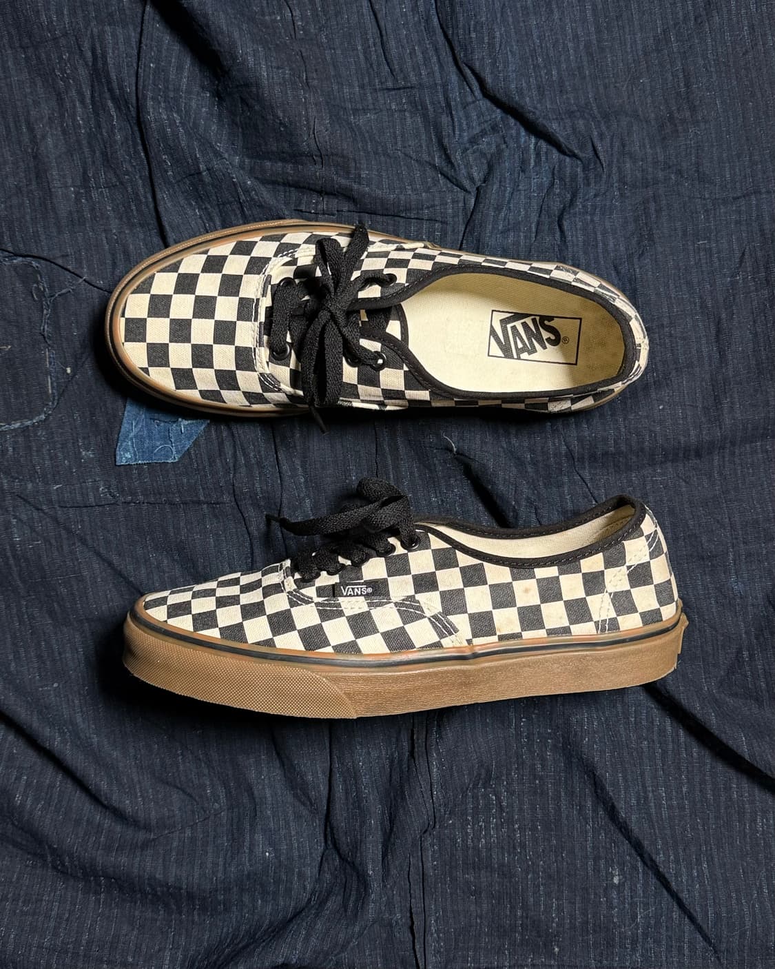 반스 어센틱 체커보드 블랙 화이트 US8.5 상품이미지1