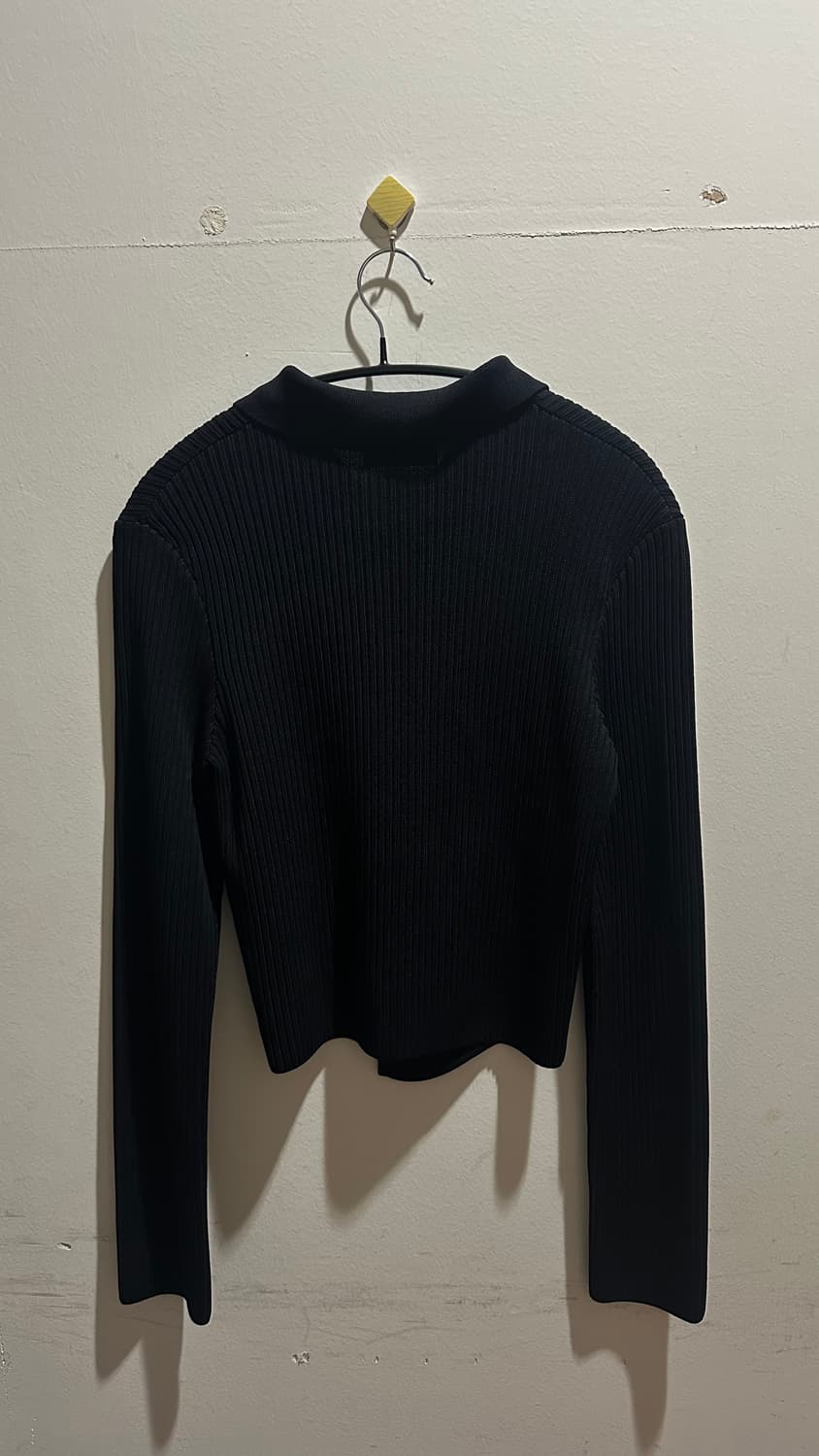 HOOK FASTENING RIBBED CARDIGAN (BLACK) 상품이미지3