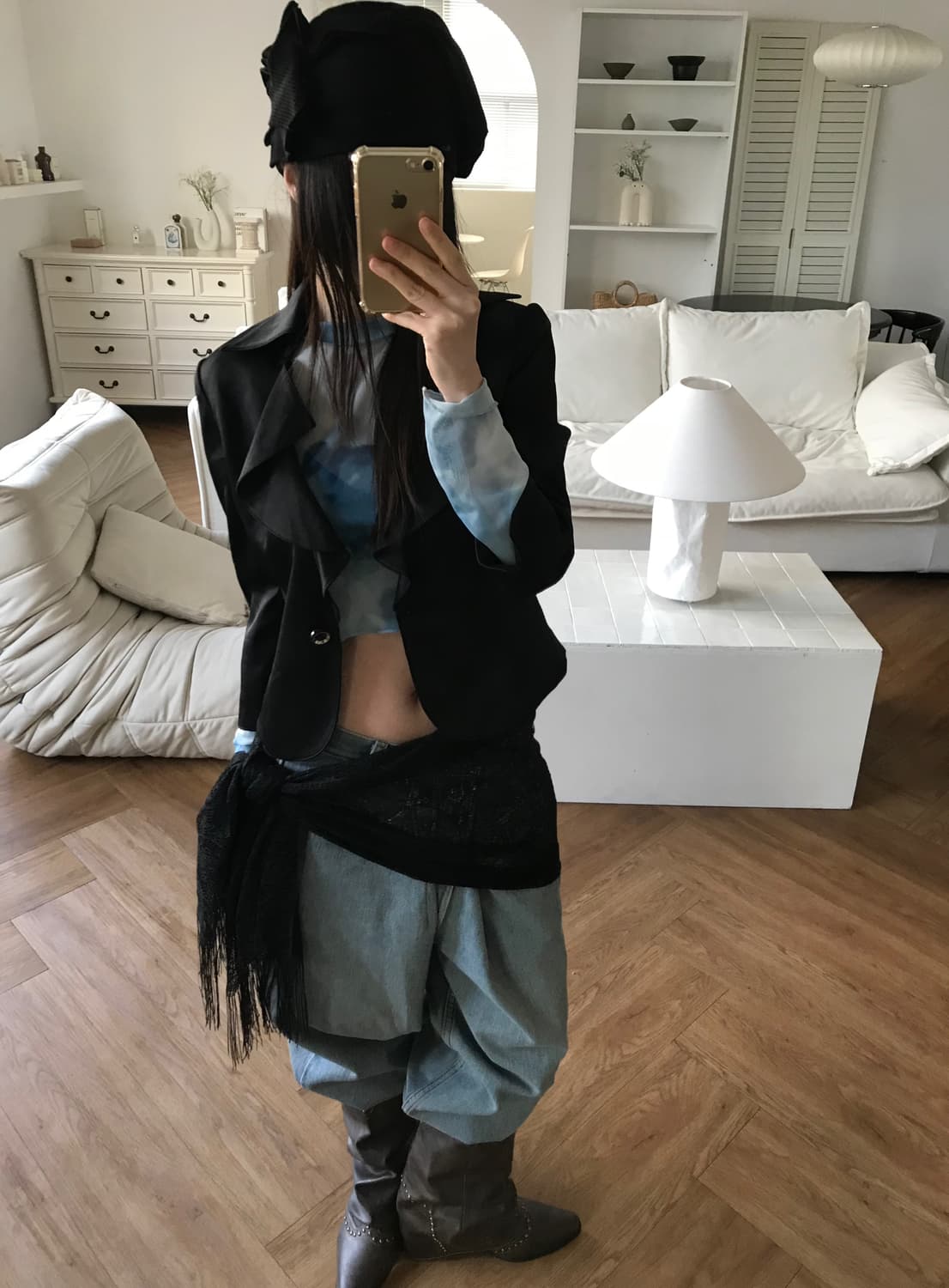 vintage black frill jacket 상품이미지1