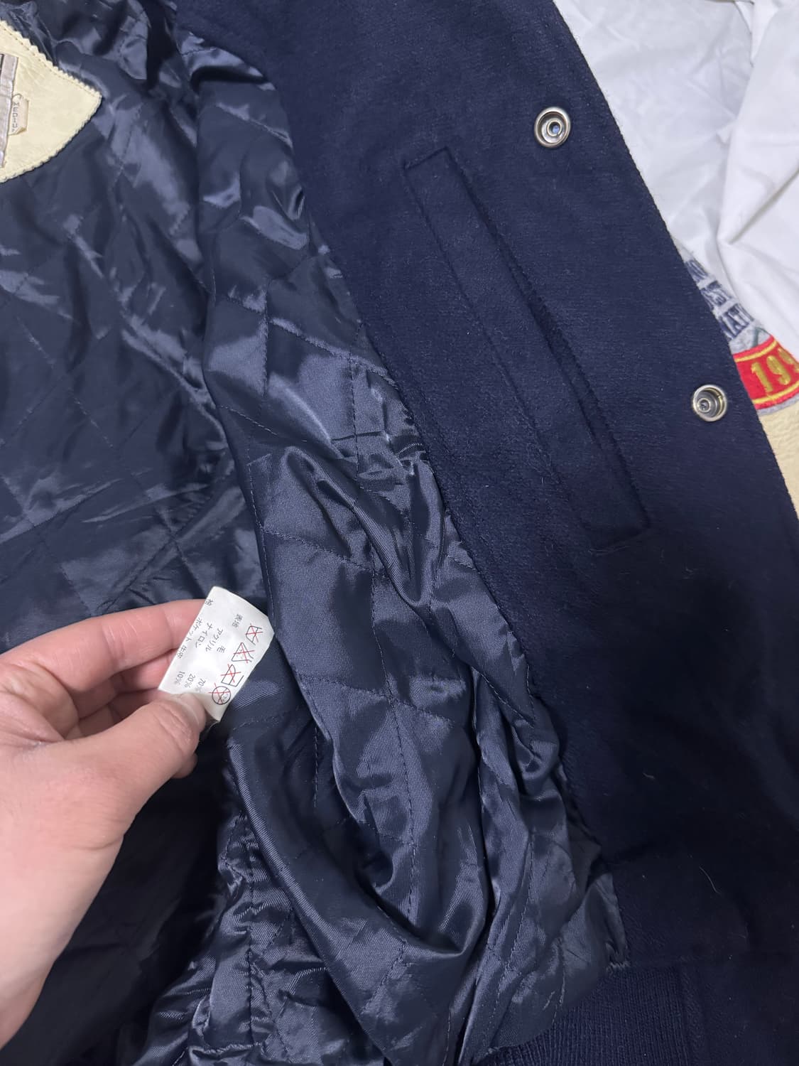 빈티지 울 카우레더 바시티 자켓 unknown destination 상품이미지7