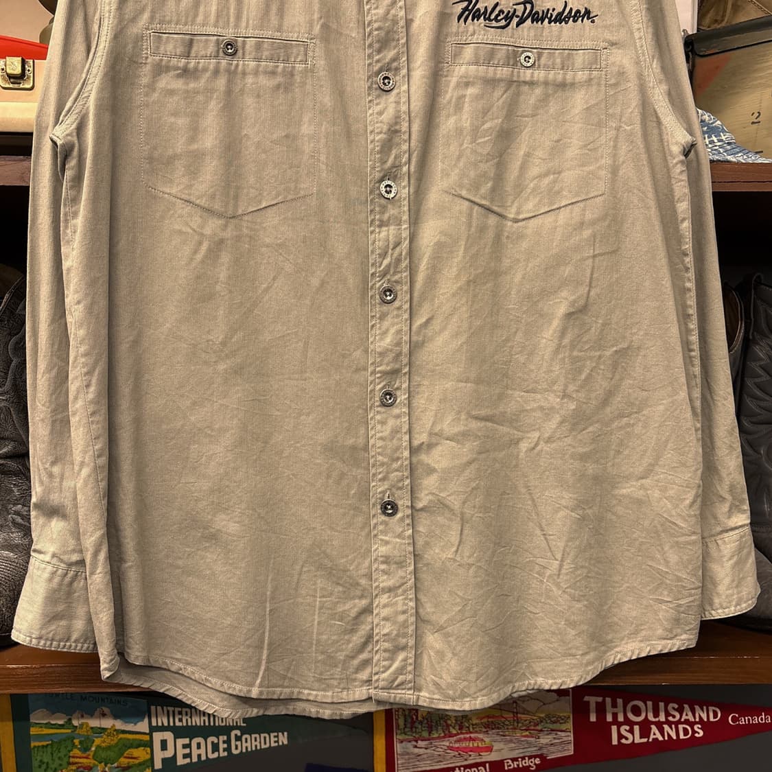 00s 할리데이비슨 플레임스컬 엠브로이드 코튼 워크자켓 N960 상품이미지4