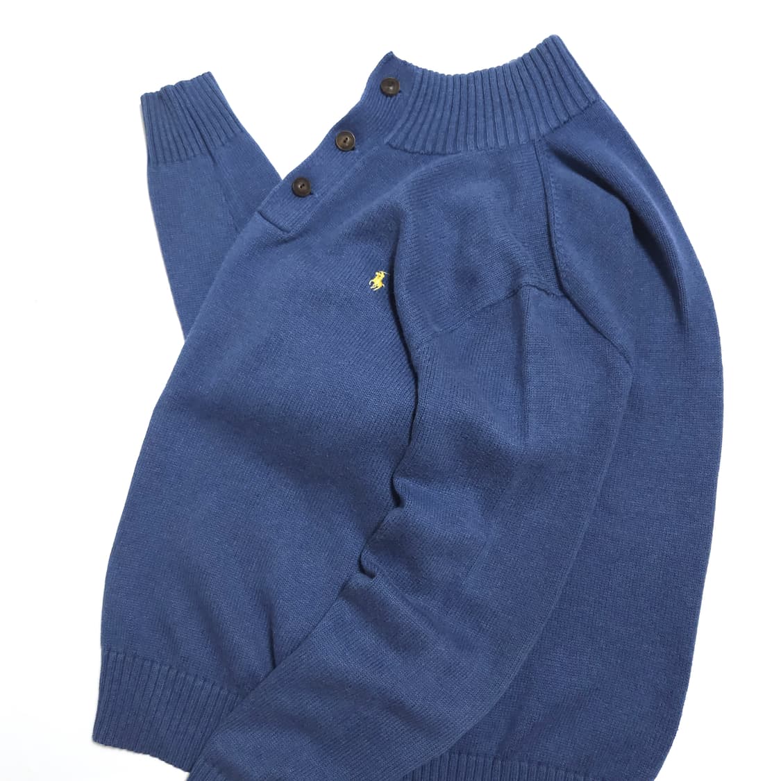 폴로 랄프로렌 버튼 모크넥 니트 스웨터 더스티블루 상품이미지3