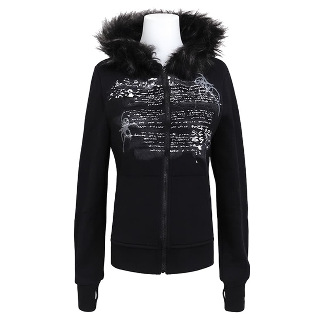 갸루 스타일 퍼 후드 집업 자켓 상품이미지2