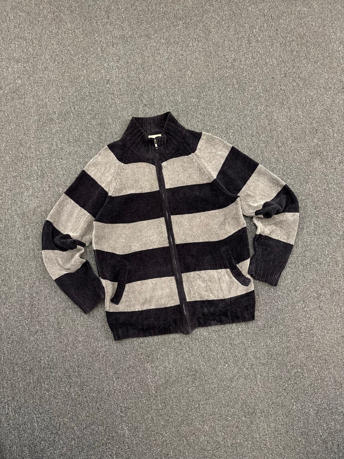 L) vintage U.S NAVAL 빈티지 스트라이프 니트 집업 상품이미지2