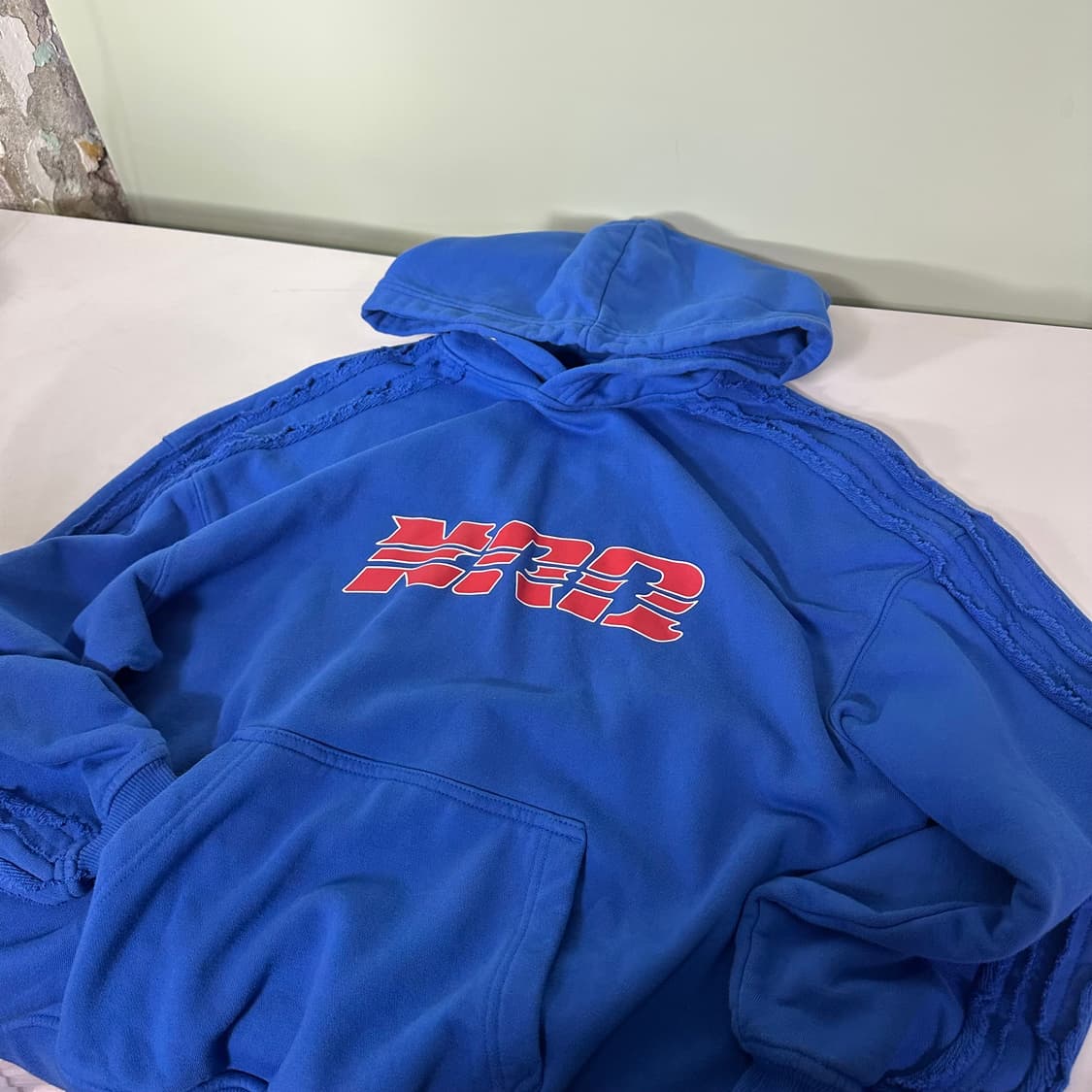 OS 널디 오버핏 블루 그런지 스웻후드 상품이미지1