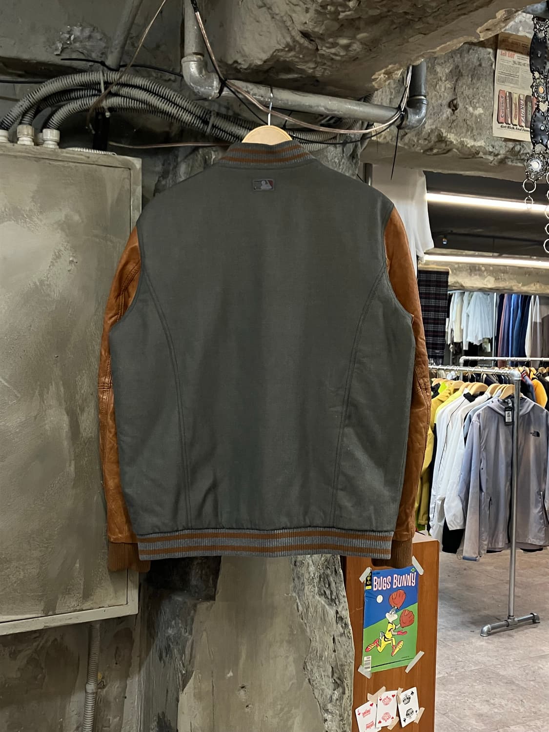 MLB 레더 소매 바시티 자켓 차콜 105  #csz2722  상품이미지2