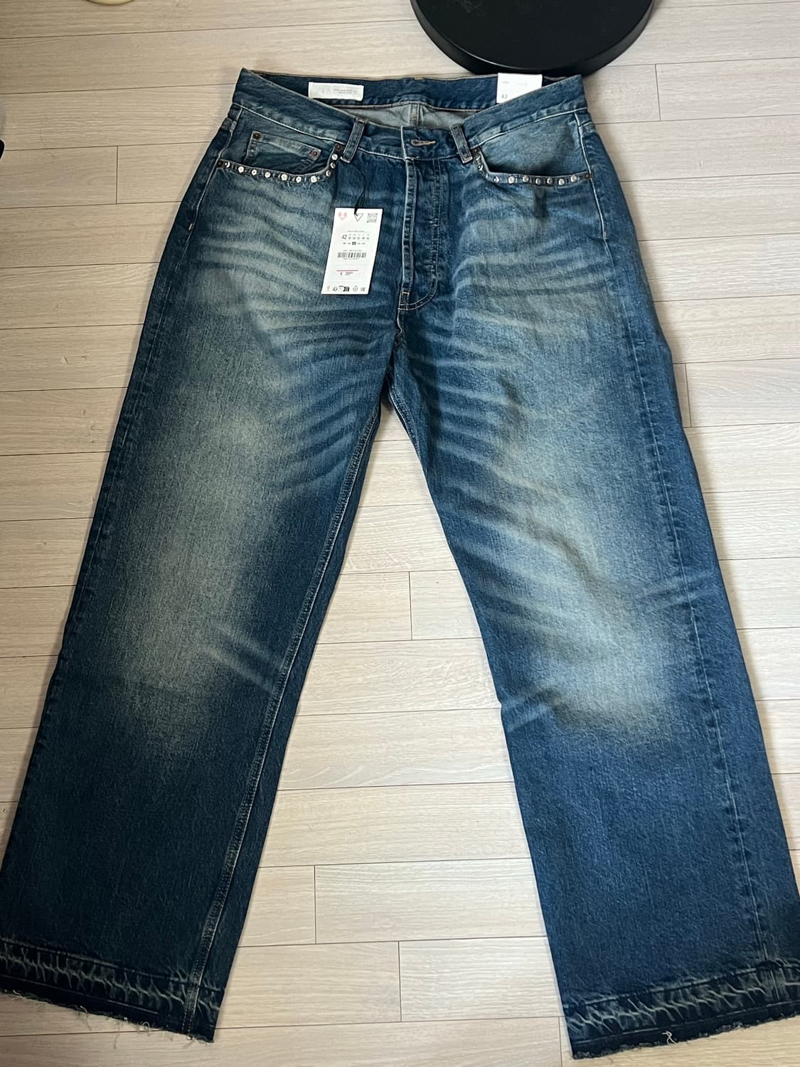 자라 스터드 세미 와이드 데님 32 상품이미지4