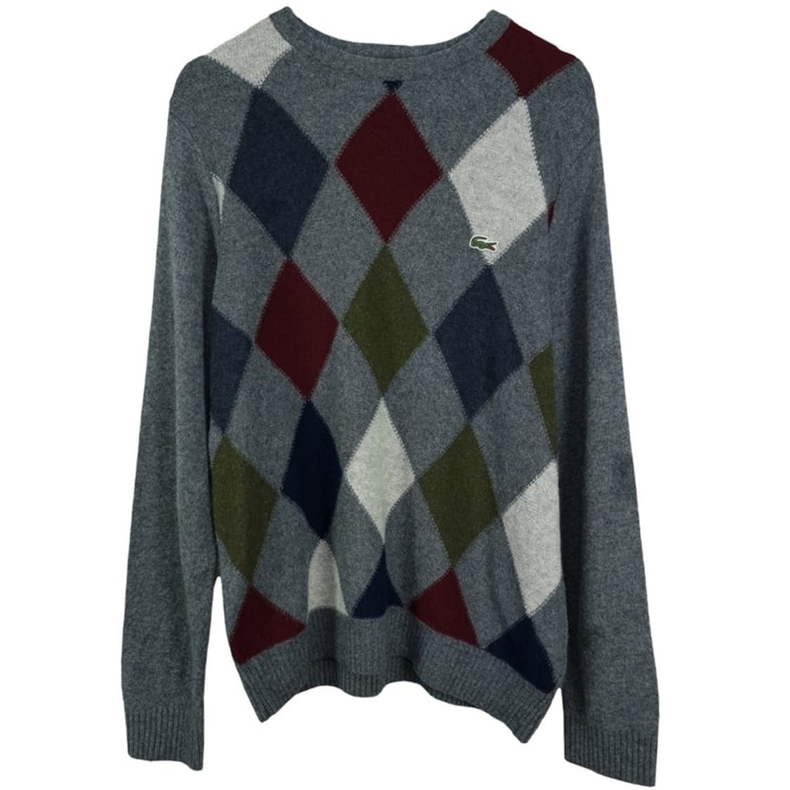 [라코스테] 로고 패치 아가일 체크 니트 그레이 M18978 상품이미지2