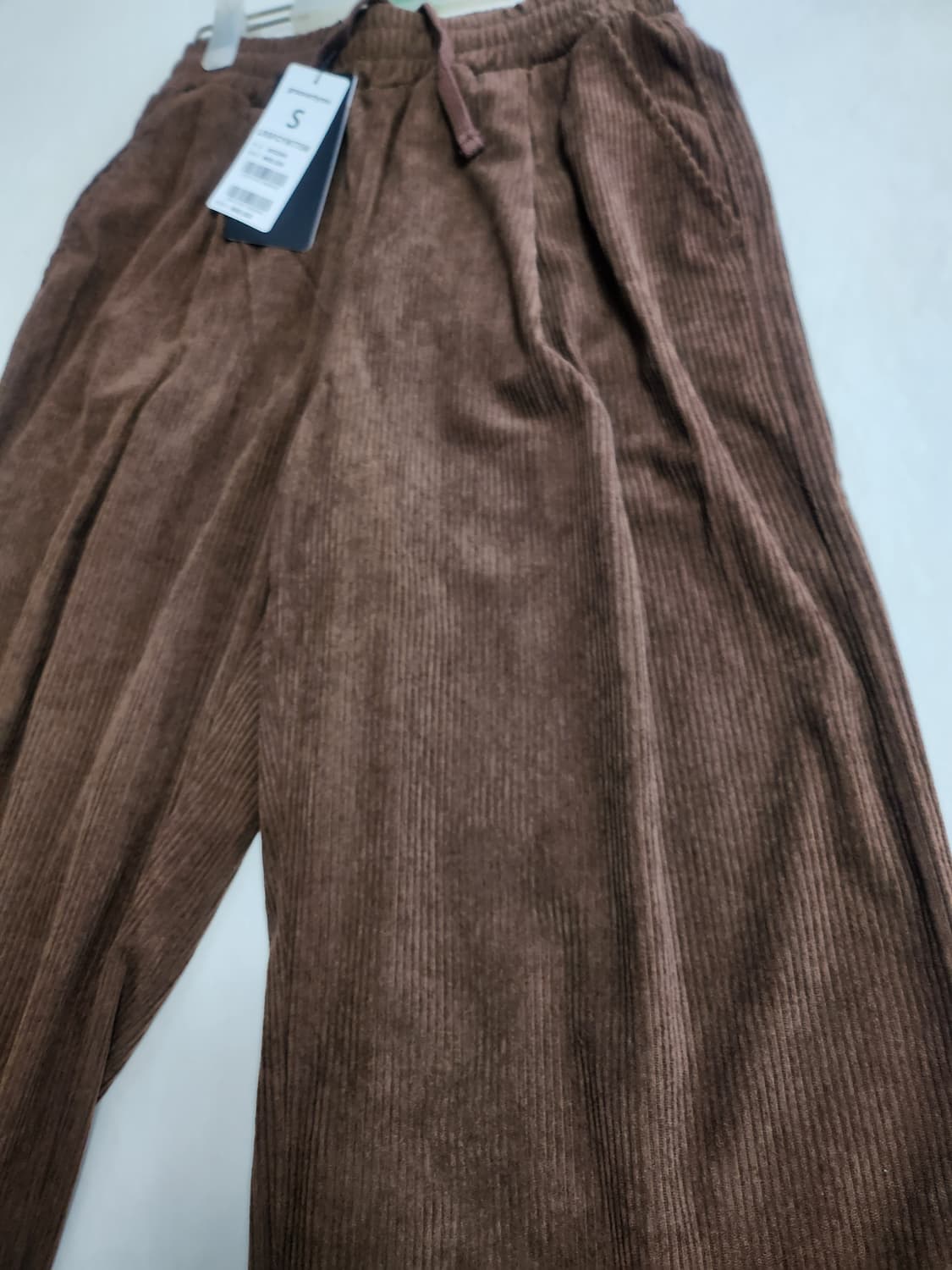 그루브라임 코듀로이 저지 풀밴딩 원턱 와이드 팬츠 브라운 s사이즈   상품이미지3
