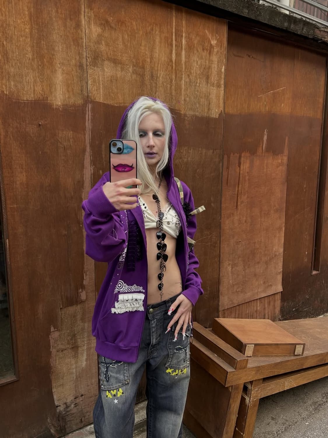 Purple-trim hooded zip-up 상품이미지9