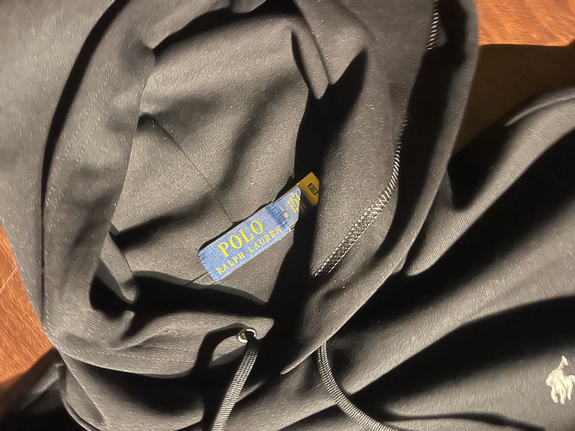 폴로 랄프로렌 더블니트 블랙 후드티 (L) 상품이미지3