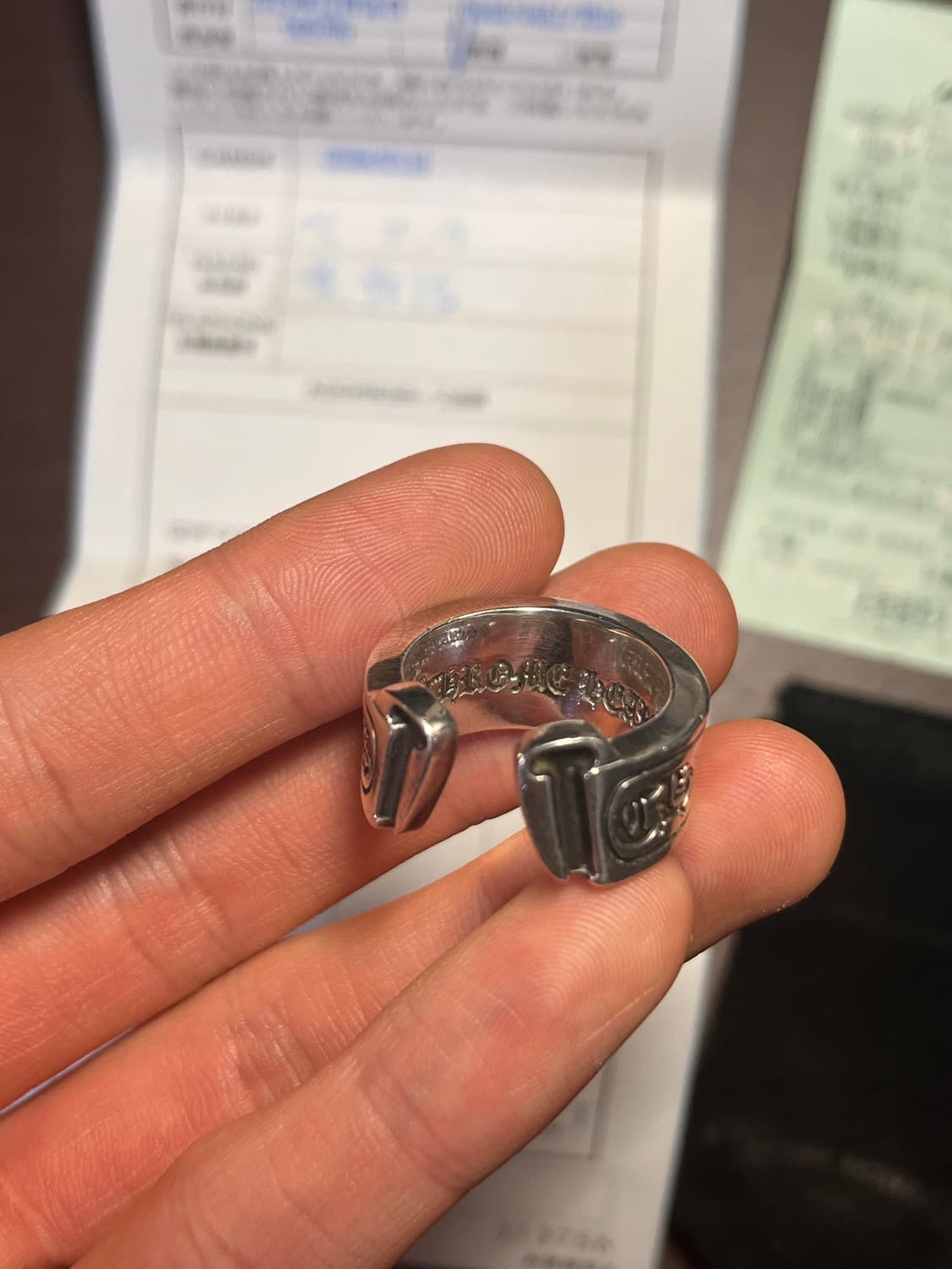 크롬하츠 스크롤 라벨 링 라지 23호(황금사이즈) 상품이미지3