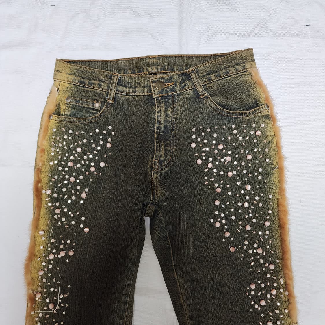 보헤미안 빈티지 웨스턴 퍼 테슬 스톤 부츠컷 팬츠 상품이미지4