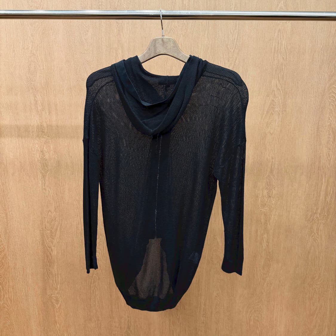 소니아 리키엘 롱 니트 집업 시스루 후드 디테일 루즈핏 블랙 상품이미지3