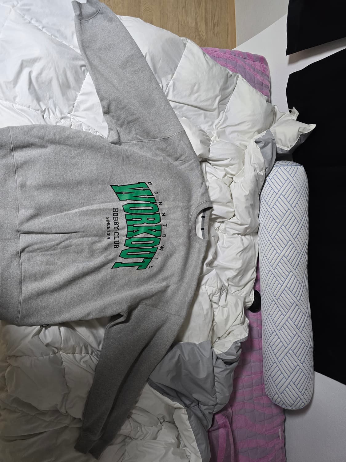 본투윈 워크아웃 맨투맨 기모 회색 상품이미지1