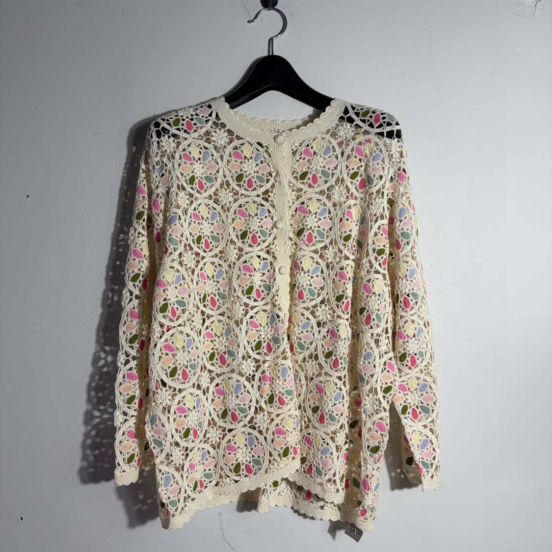 빈티지 모리걸 플라워 패턴 크림 그물니트 (무료배송) 상품이미지1