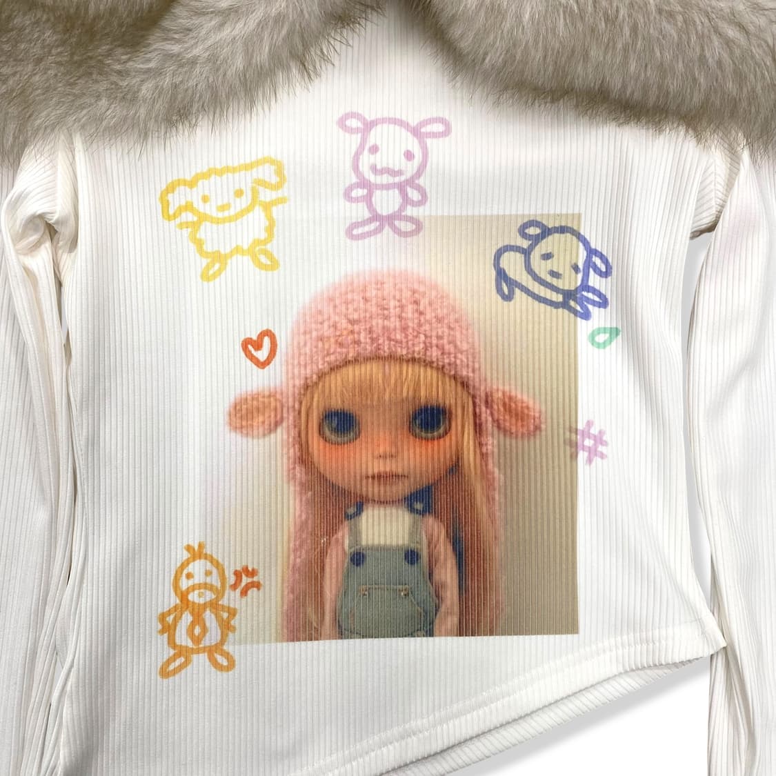 Blythe Doll Fur-Docked Off-Shoulder Top 상품이미지4