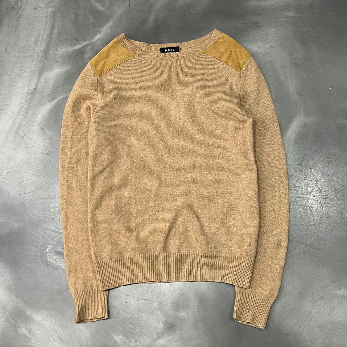  아페쎄 레더 배색 니트 y15429 상품이미지1