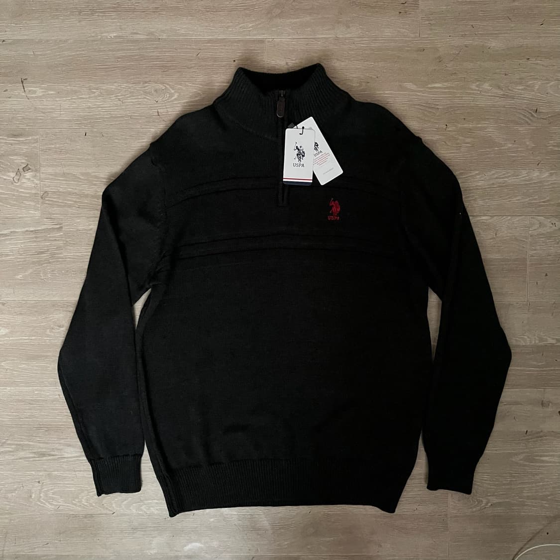US 폴로 홀스 자수 하프집업 니트 [블랙] XL/105 상품이미지1