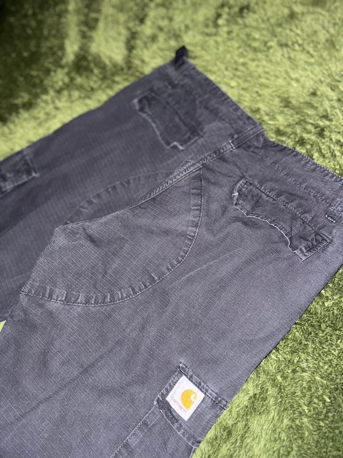 [30X32] 칼하트 WIP 립스탑 빈티지 워싱 카고 팬츠 블랙 상품이미지8