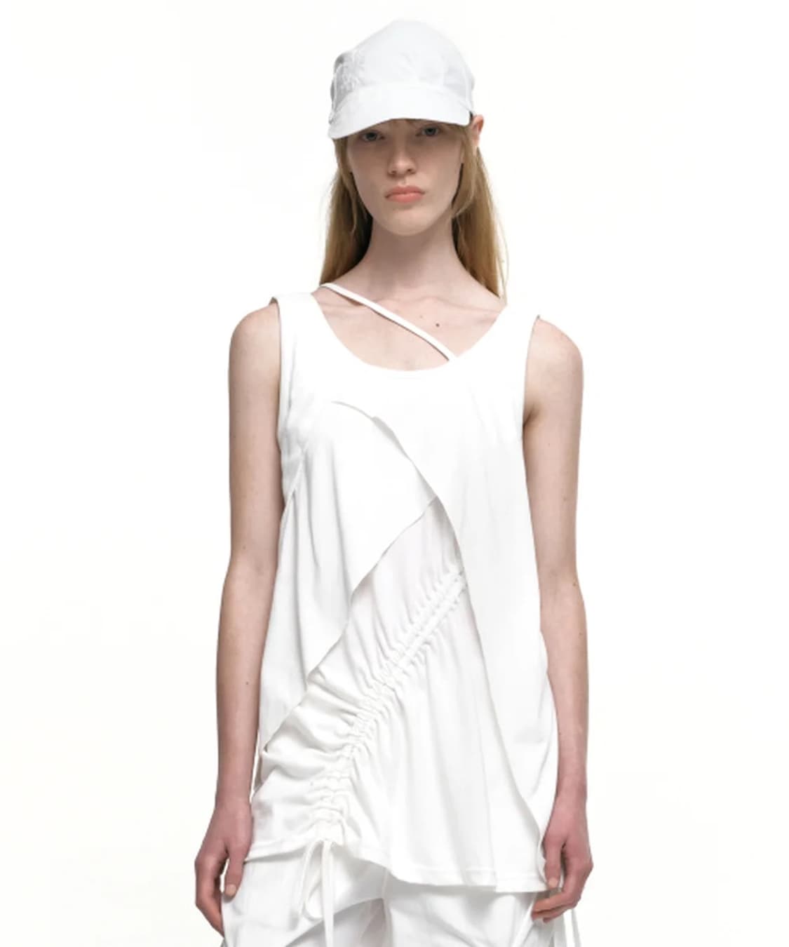 NACHE SHIRRING LAYERED SLEEVELESS IVORY 상품이미지1