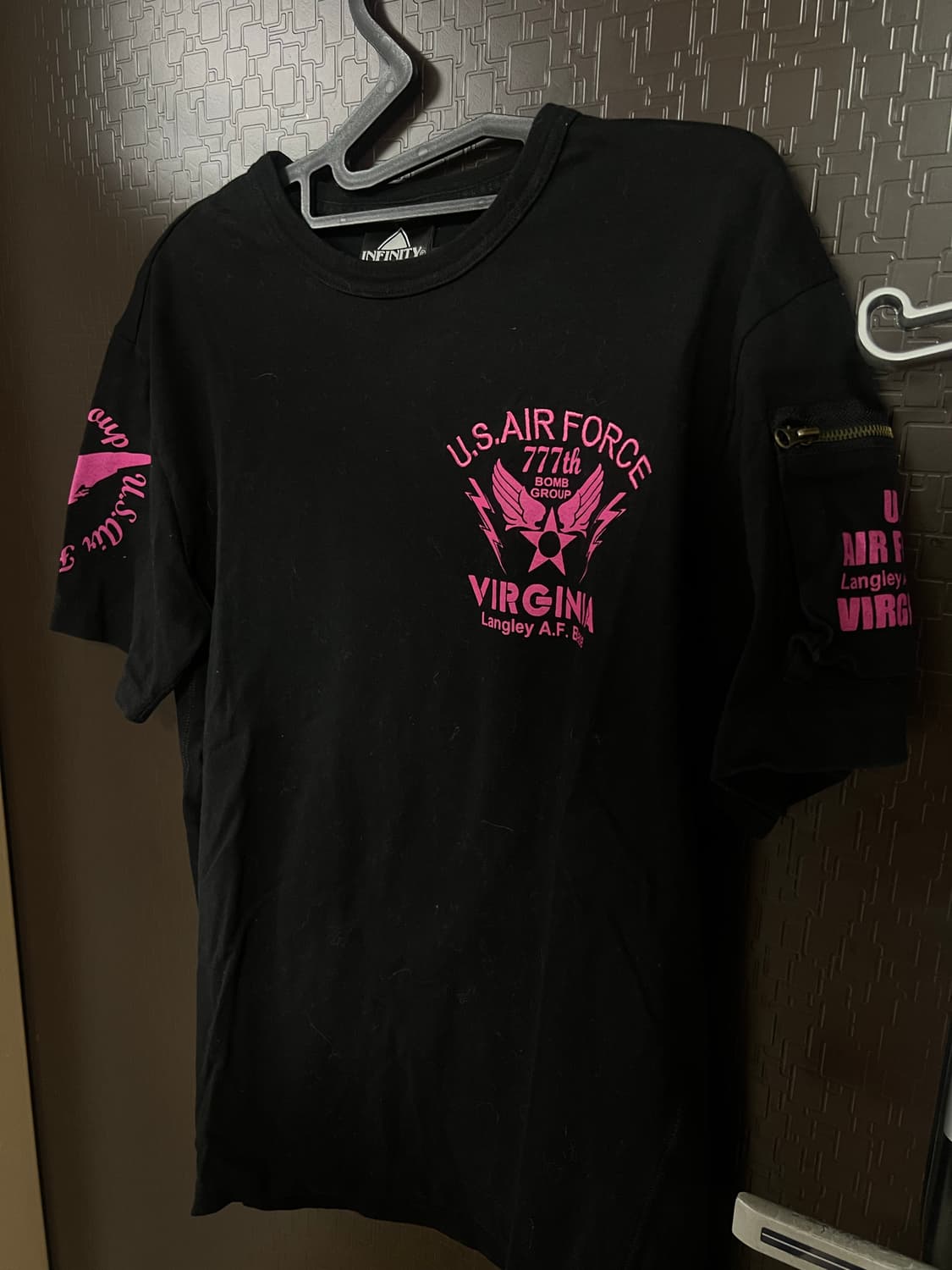 빈티지 핑크 자수 검정반팔티 66 상품이미지3