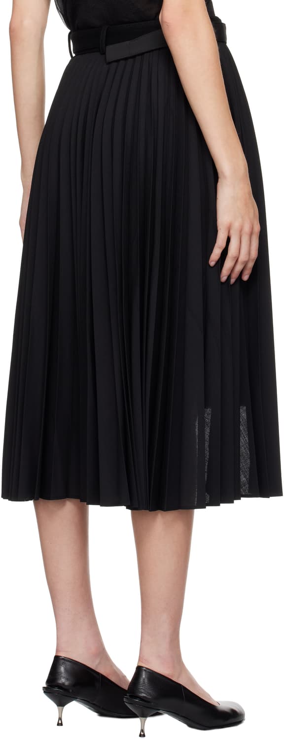 (1회착용) 사카이 블랙 수트 울 멜턴 플리츠 미디 스커트 2 상품이미지3