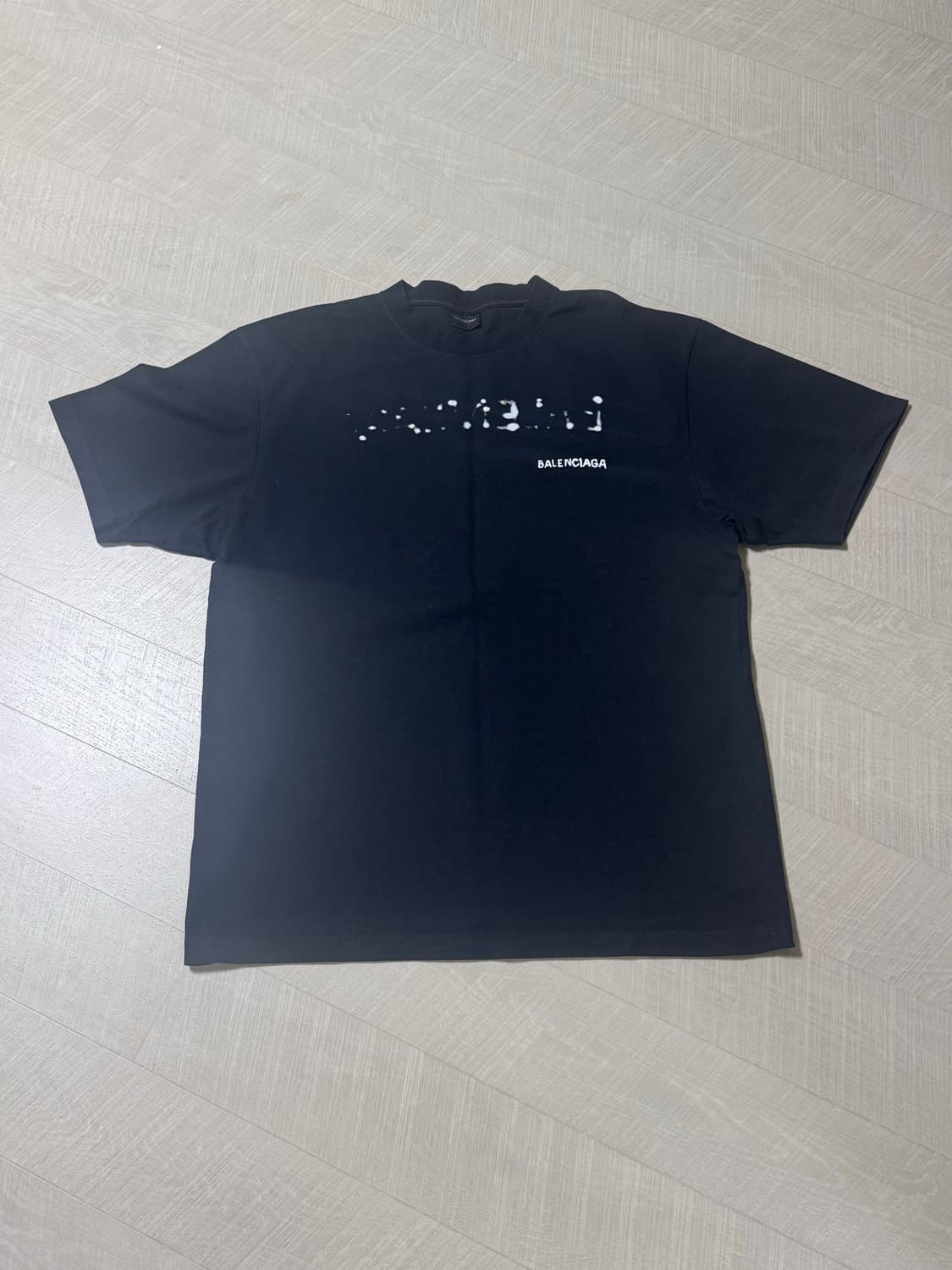 발렌시아가 핸드 드로운 라지핏 반팔 T 블랙 M 상품이미지1