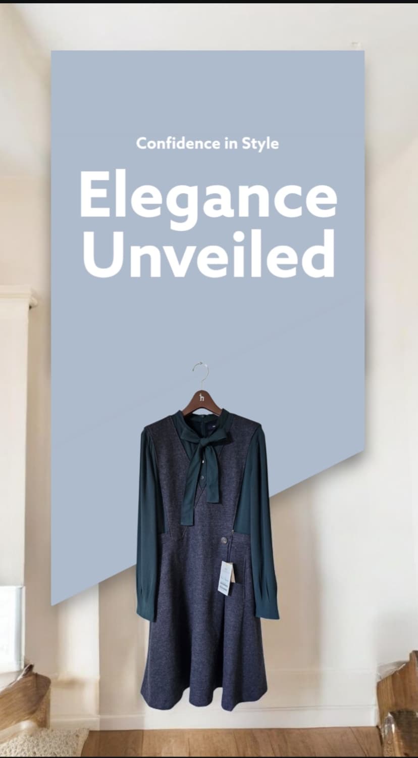 [미착용] 헤지스레이디스 배색 울 미디원피스 55 66 상품이미지10