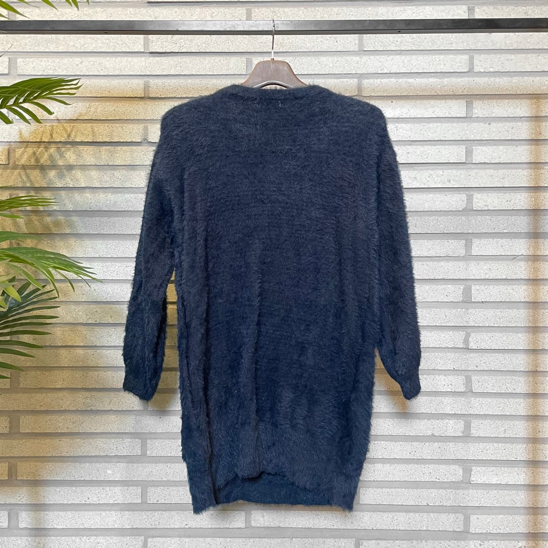 JPN VINTAGE 앙고라 롱 니트 아즈텍 패턴 디테일 네이비 상품이미지3