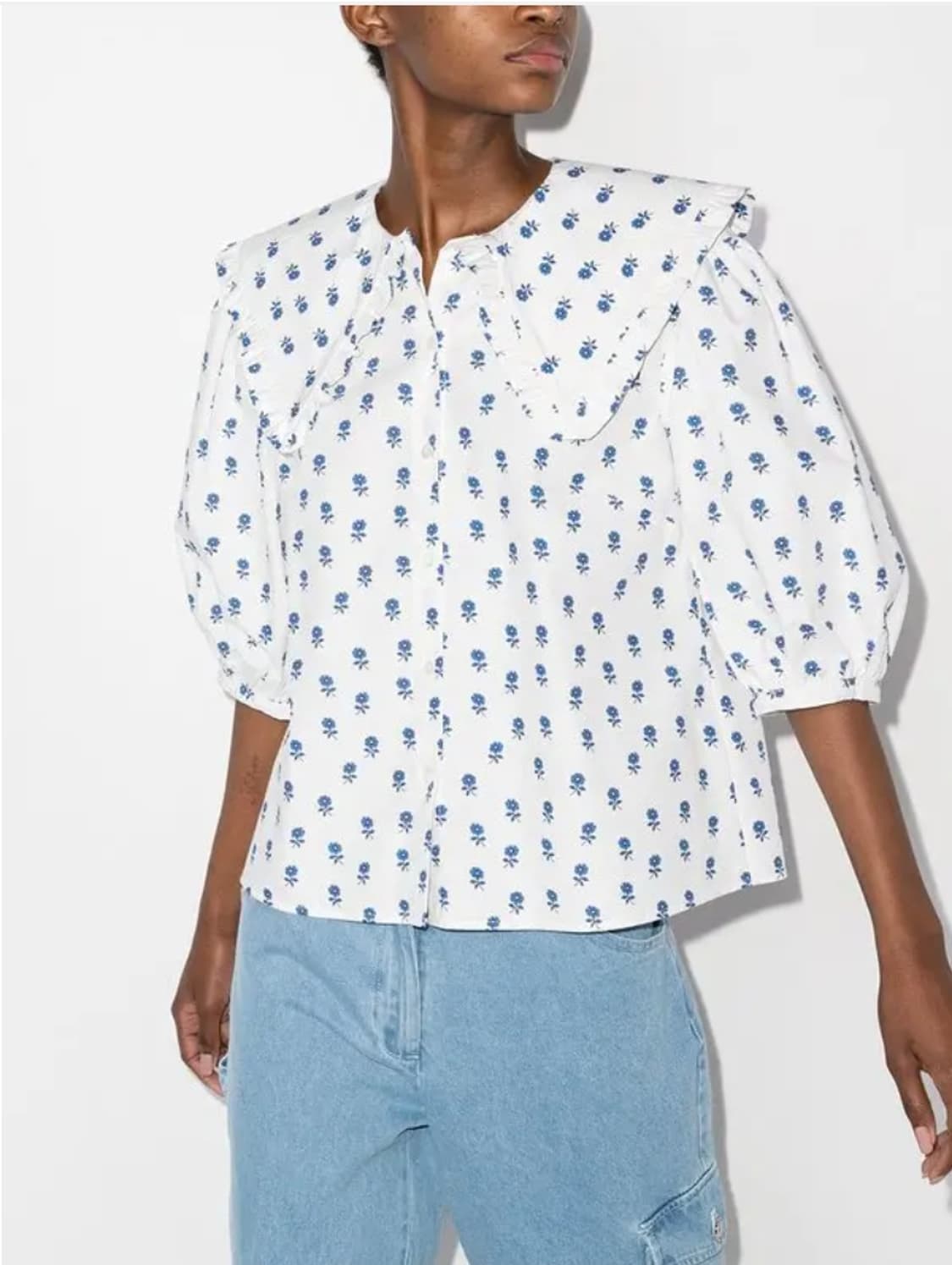 쉬림프 플라워 빅카라 블라우스  상품이미지1