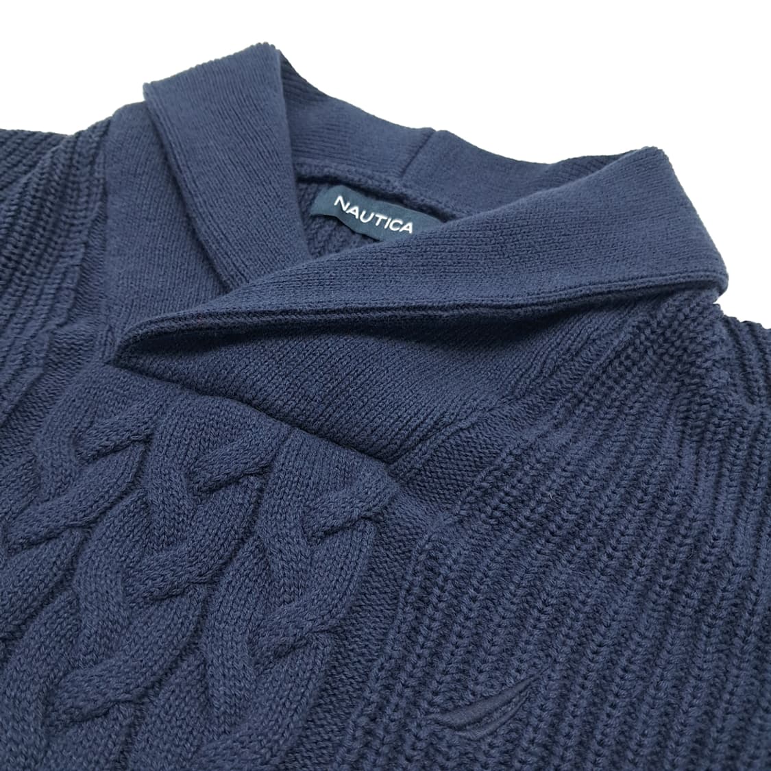 CN978 M 노티카 다크네이비 숄카라 케이블 긴팔 니트 스웨터 상품이미지5