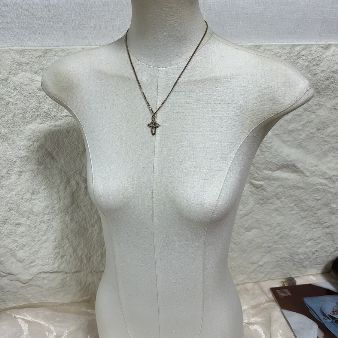 빈티지 황동 십자가 쿠바체인 목걸이 상품이미지1