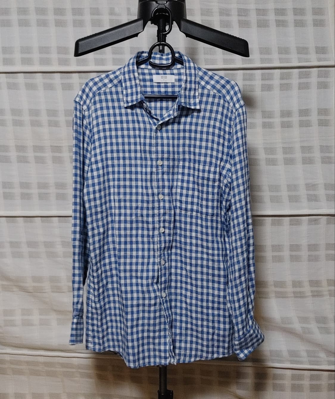 (마100%) 유니클로 체크 린넨 셔츠 M (95~100) 상품이미지1