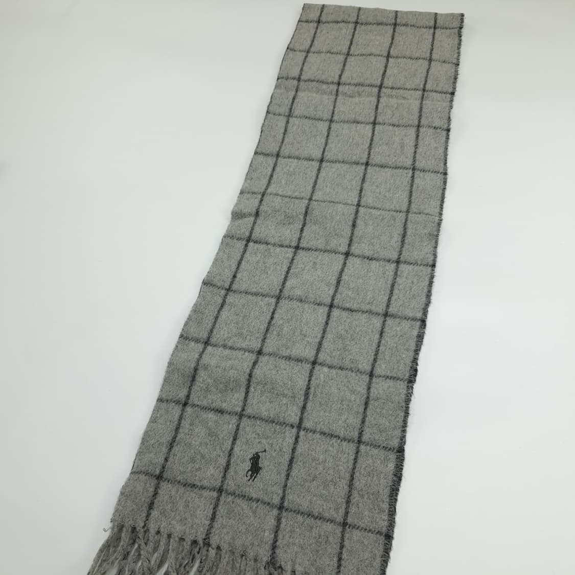 MX097 폴로 랄프로렌 그레이 윈도우페인 양면 램스울 목도리 머플러 상품이미지4