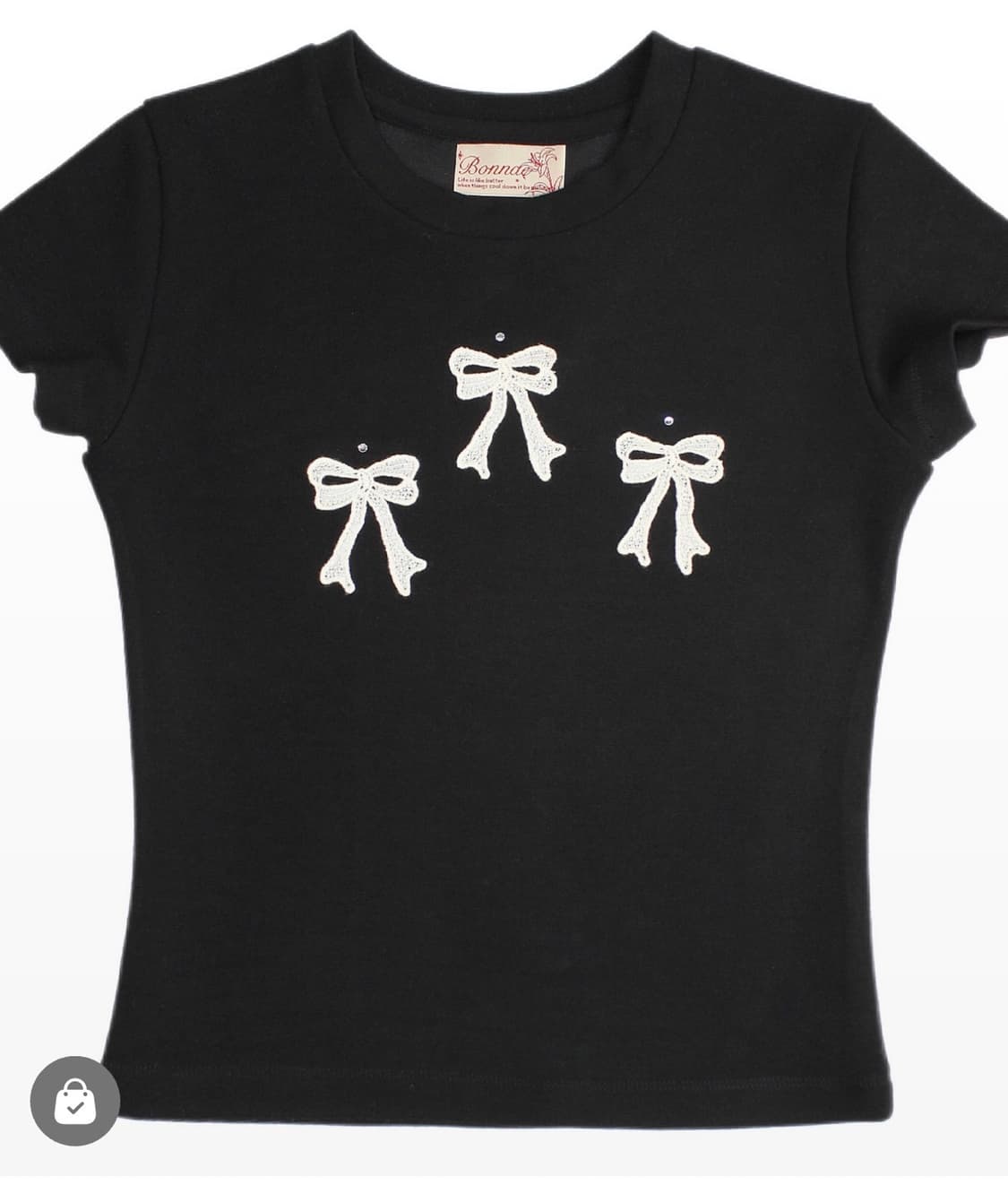 본네 리본 니들워크 탑 반팔 상품이미지1