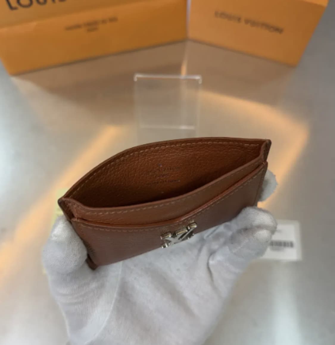 정품] 루이비통 LV 메탈 로고 포켓 오거나이저 카드지갑 브라운 상품이미지3